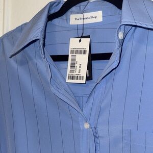 The Frankie Shop Women's Blue Pinstripe Button-Down Shirt